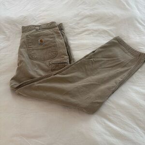 Carhartt Jeans Mens Brown Relaxed Fit Canvas Khaki Work Utility